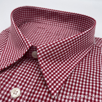 Red checked TC hidden button-down shirt